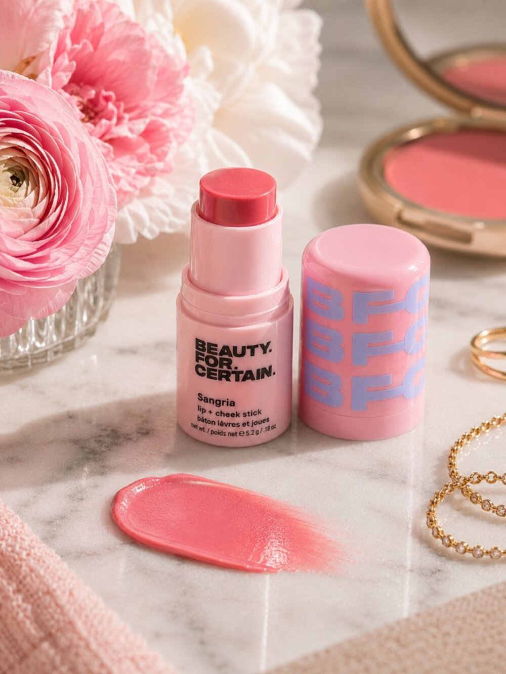 Beauty For Certain Sangria Lip Cheek Stick Strawberry Sorbet Full Size New Vegan